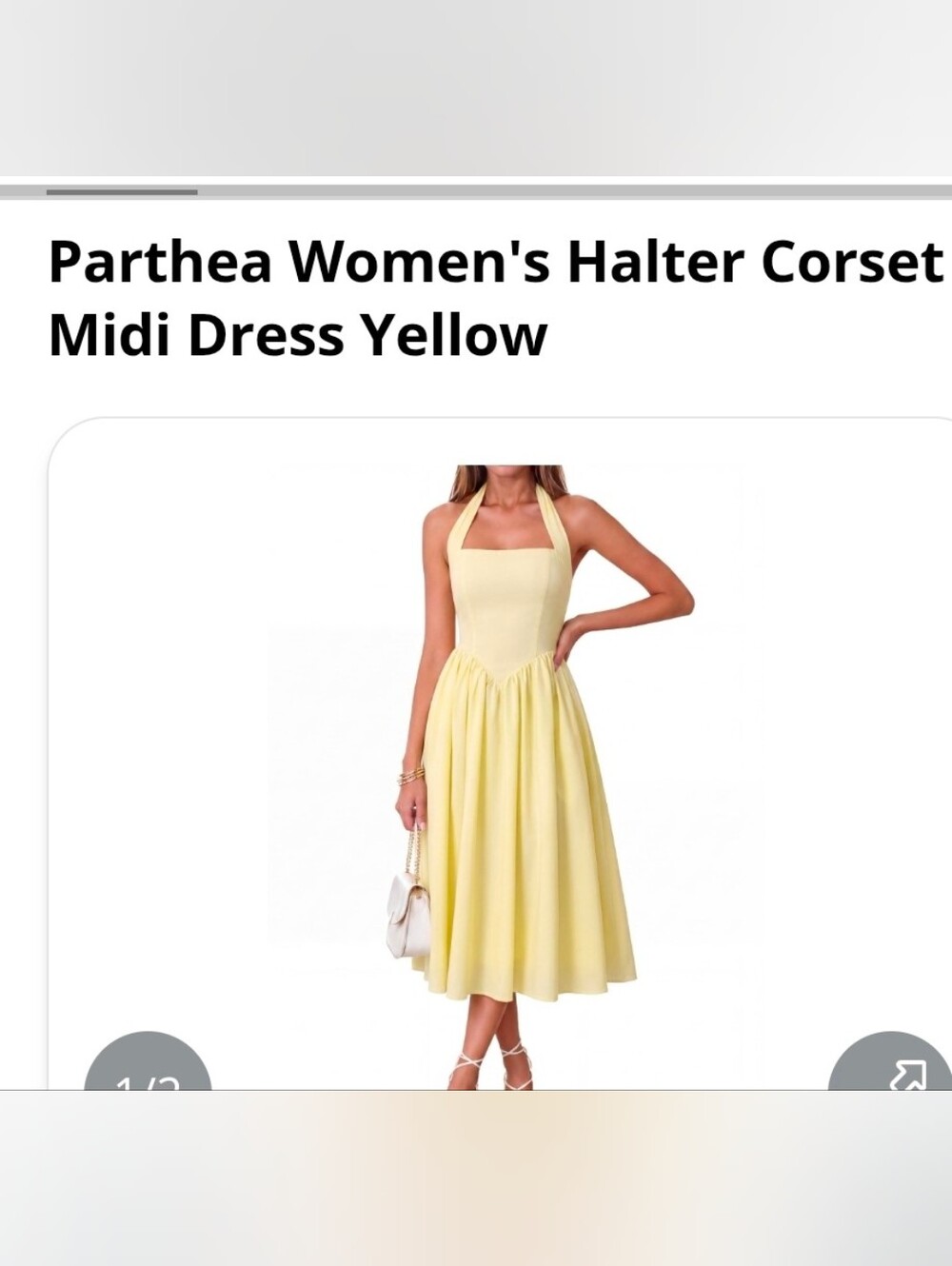 Parthea Yellow Halter Corset Midi Dress